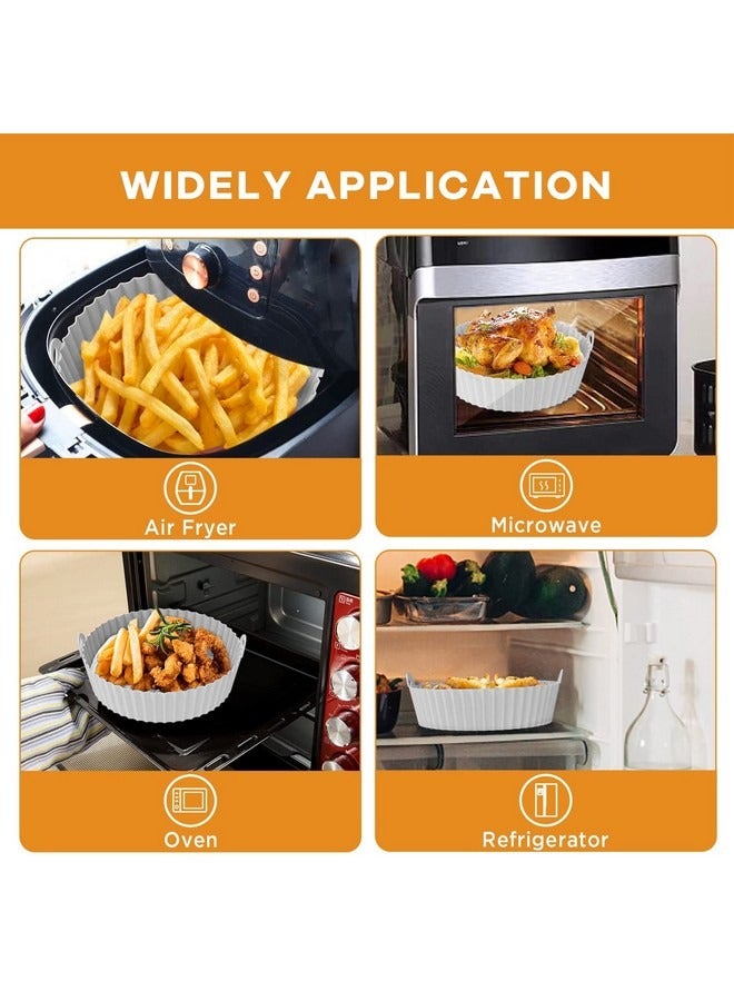 Beauenty 2 Pack Air Fryer Silicone Liners, Air Fryer Silicone Basket Bowl for 3 to 5 QT, Replacement of Flammable Parchment Paper, Reusable Baking Tray Oven Accessories, Gray+Blue, (Top 8in, Bottom 6.75in) - Image 3