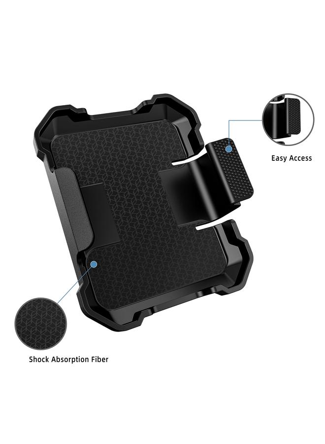 اس-توب جراب لهاتف Samsung Galaxy Z Flip5 مصنوع من جلد البولي يوريثان الهجين مع حامل مشبك خلفي - Image 4