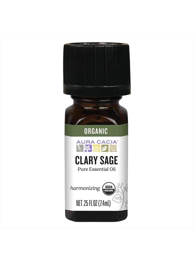 Aura Cacia زيت المريمية النقية 100% | عضوي معتمد، مختبر GC/MS للنقاء | 7.4 مل (0.25 أونصة سائلة) | سالفيا سكلاريا - Image 1