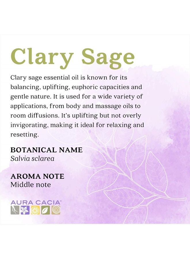 Aura Cacia زيت المريمية النقية 100% | عضوي معتمد، مختبر GC/MS للنقاء | 7.4 مل (0.25 أونصة سائلة) | سالفيا سكلاريا - Image 2