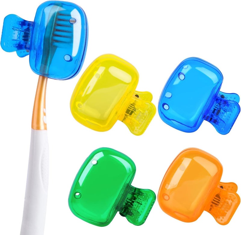 VATTU Portable Toothbrush Head Protector, Protective Portable Plastic Clip's Toothbrush Cover for Household Travel, Camping, Bathroom, School, Work.Multicolor (Pack of 2) - Image 1