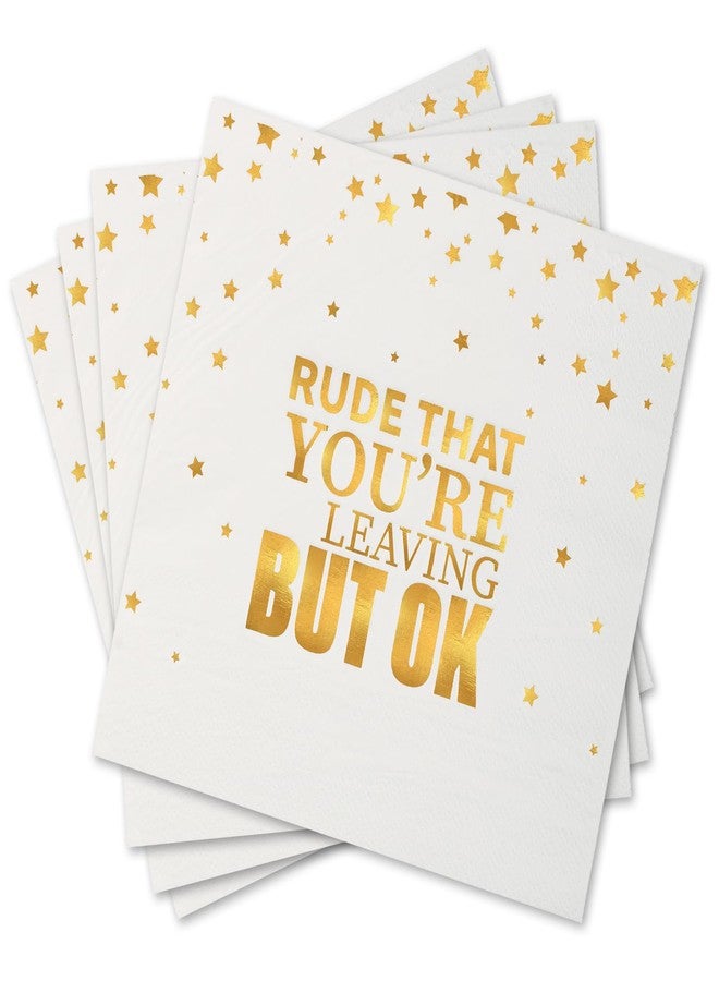 Pandecor 50 Pieces 6.5 inches Disposable Napkins "Rude That You are Leaving But OK"Napkins for Going Away Job Change Office Retirement Farewell Party Decorations - Image 1