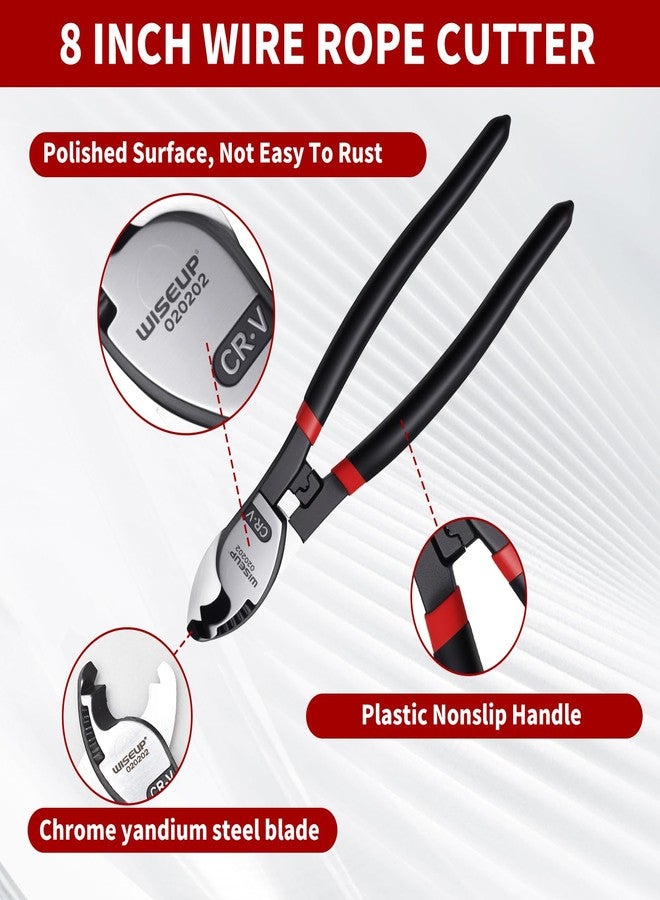 وايزأب طقم كماشة WISEUP لقص البراغي، 3 قطع، 14 بوصة شديدة التحمل و8 بوصة صغيرة، و8 بوصة لقص الحبال السلكية مع حقيبة حمل، تقطع الأقفال والأسلاك الشائكة الفولاذية والسلاسل بسهولة - Image 5