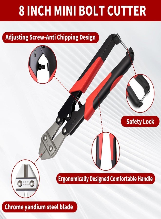 وايزأب طقم كماشة WISEUP لقص البراغي، 3 قطع، 14 بوصة شديدة التحمل و8 بوصة صغيرة، و8 بوصة لقص الحبال السلكية مع حقيبة حمل، تقطع الأقفال والأسلاك الشائكة الفولاذية والسلاسل بسهولة - Image 4