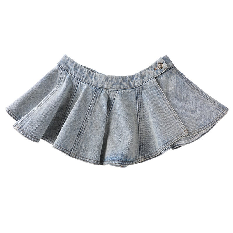 NEIHE Neihe Literature and Art College Vintage Denim Stacked Ultra-short Pleated Skirt Womens Autumn New Wear 251026 light blue - Image 1