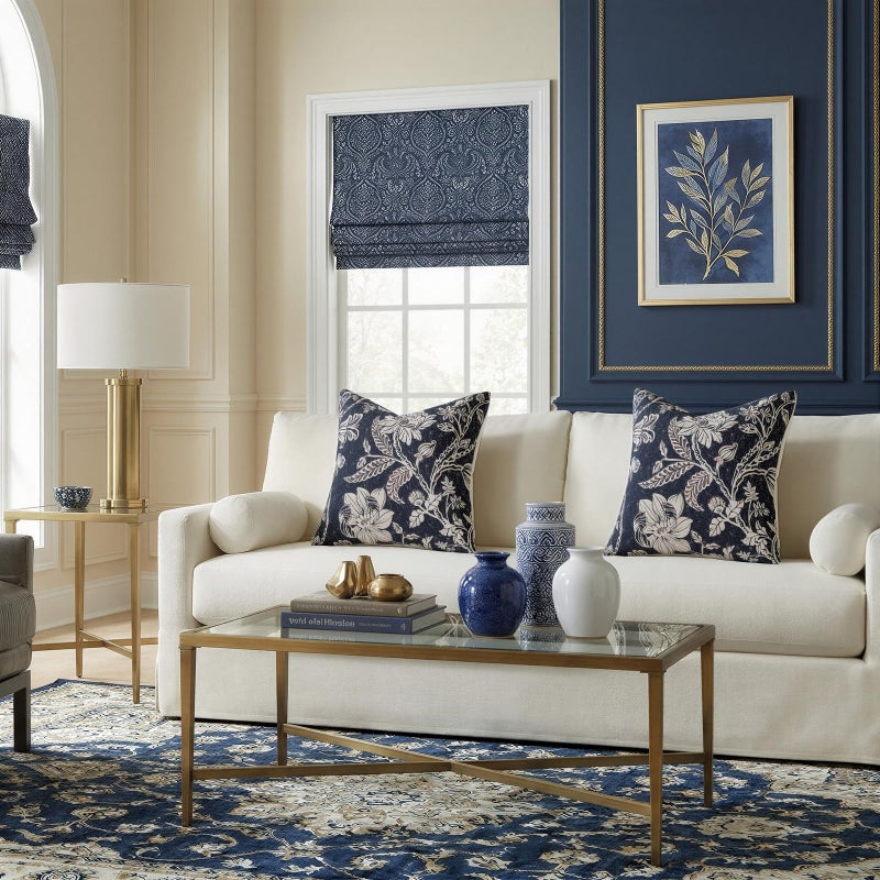 MUSSEL Navy Blue 18x18 Floral Pillow Coversï¼šVintage Decorative Pillow Boho Patterned Covers Neutral Modern Farmhouse Square Cushions Cotton Accent Covers - Sofa Bed Living Room couch Pillowcases Set of 2 - Image 5