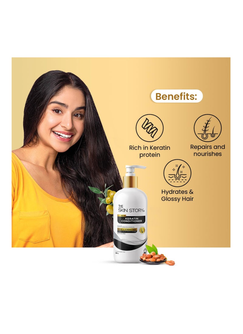 Skin Story Clean Beauty The Skin Story Keratin Smooth Hair Conditioner Repair Split End Damage Hair Long Lasting Conditioning for Frizzy Dry Silky Hair with Argan Oil  - Image 3