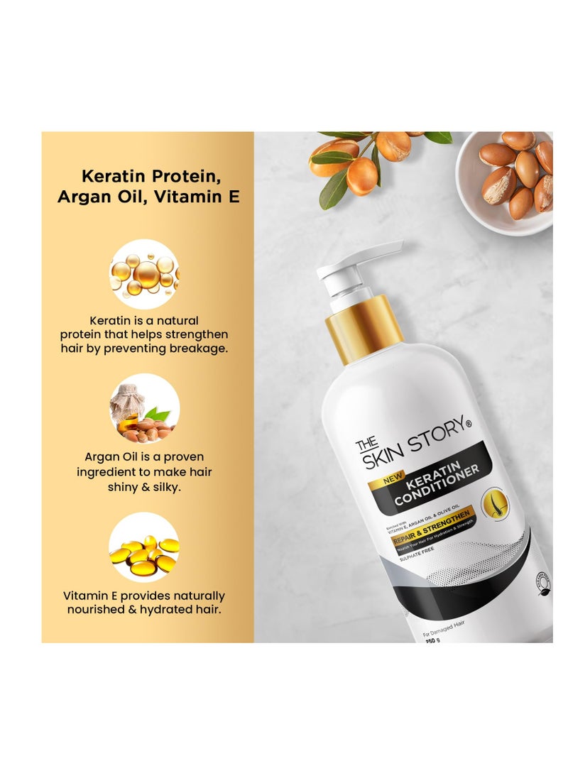 Skin Story Clean Beauty The Skin Story Keratin Smooth Hair Conditioner Repair Split End Damage Hair Long Lasting Conditioning for Frizzy Dry Silky Hair with Argan Oil  - Image 2