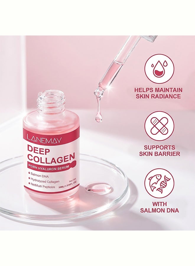 LANEMAY Deep Collagen PDRN Hyaluron Serum, Anti-Aging, Hydrating & Repairing Face Serum with Salmon DNA & Multi Peptides, 30ML - Image 4