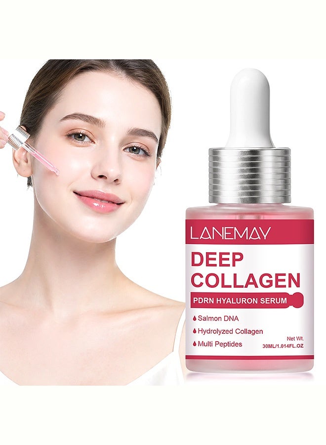 LANEMAY Deep Collagen PDRN Hyaluron Serum, Anti-Aging, Hydrating & Repairing Face Serum with Salmon DNA & Multi Peptides, 30ML - Image 1