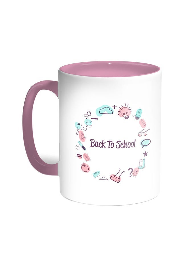 RYN Back To School Printed Coffee Mug Pink/White 11ounce