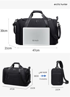 ARCTIC HUNTER Foldable Travel Duffel Bag with Shoes Compartment, Large Sport Hand Bag for Men and Women, Black  - Image 3
