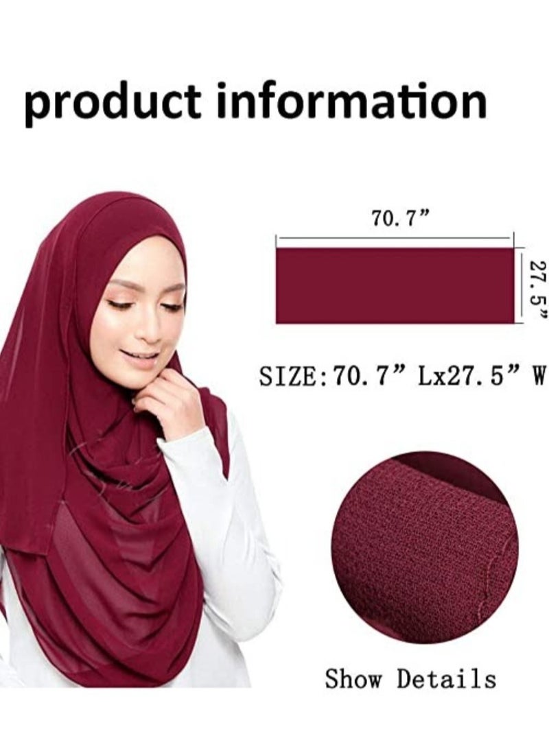 Chiffon Scarf for Women Fashion Soft Hijab Long Scarf Wrap - Image 3