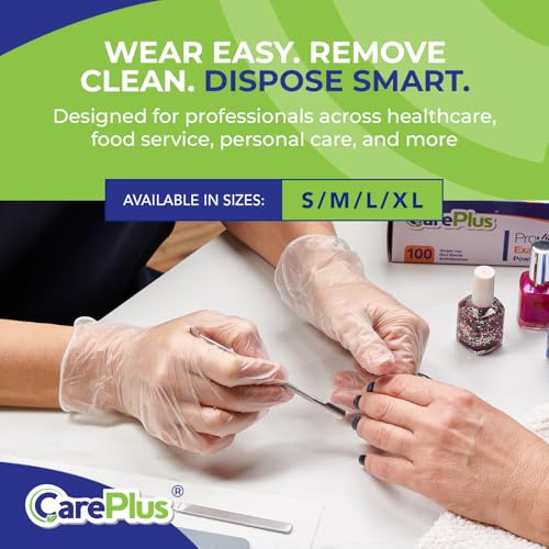 CARE PLUS Vinyl Gloves Clear Extra Large Size 100 Count | Heavy Duty, Non-Sterile, Powder-Free, Latex-Free Rubber | Food Prep, Kitchen & Cleaning Gloves, Ideal for Professional Use - Image 4