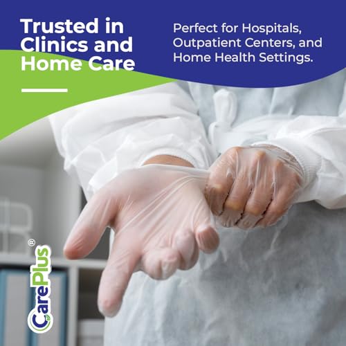 CARE PLUS Vinyl Gloves Clear Extra Large Size 100 Count | Heavy Duty, Non-Sterile, Powder-Free, Latex-Free Rubber | Food Prep, Kitchen & Cleaning Gloves, Ideal for Professional Use - Image 3