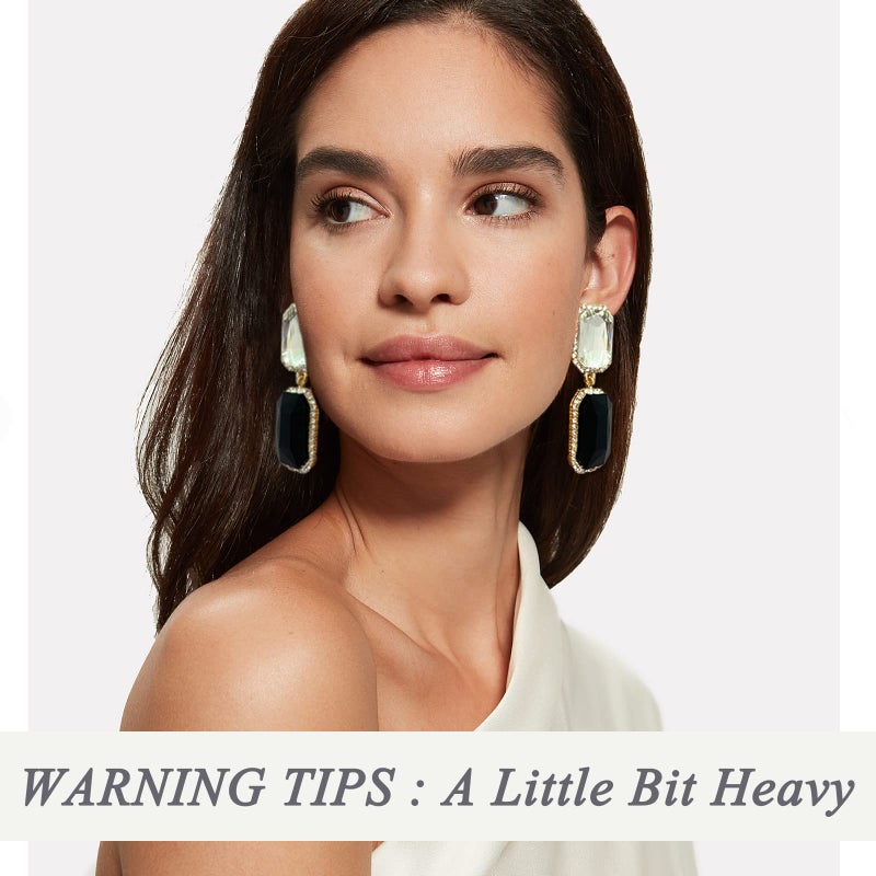 VANGETIMI Vintage Rhinestone Statement Earrings Fancy Big Crystal Rectangle Drop Dangle Earrings Evening Prom Pageant Jewelry Earrings for Women (Black-clear) - Image 2