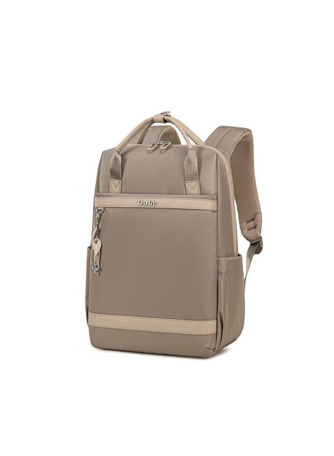Chantria Chantria Slim Backpack for Women Stylish 14-inch Laptop Bag 13L Multi-pocket Water-resistant Daypack with Top Handheld & Luggage Strap,Ladies Backpack for Office Casual College, Khaki - Image 1