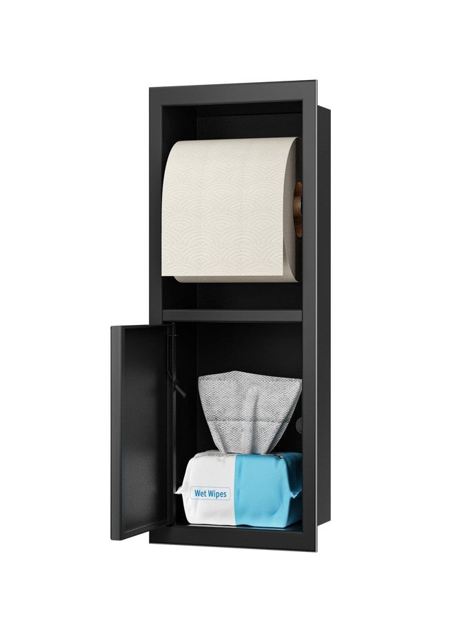 Bernkot Toilet Paper Holder, Hidden Tampon Storage Holder, in Wall Toilet Roll Holder, Recessed Toilet Niche for Bathroom (Matte Black) - Image 1