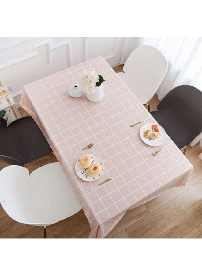 Classic checkered dining tablecloth - liquid-resistant and easy to clean - available in a soft pink color - Image 5