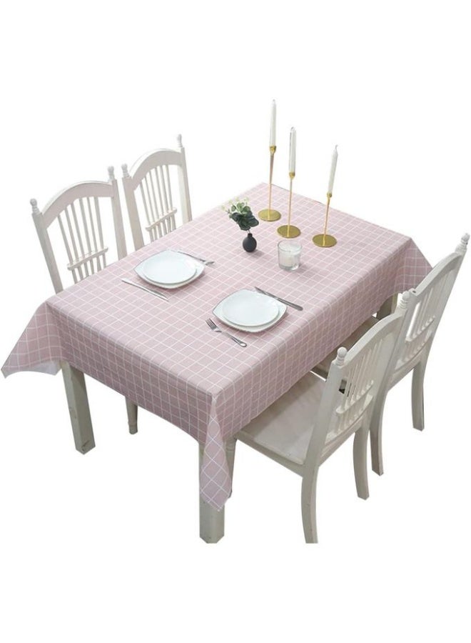 Classic checkered dining tablecloth - liquid-resistant and easy to clean - available in a soft pink color - Image 1