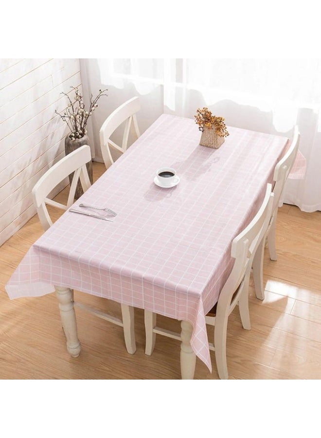 Classic checkered dining tablecloth - liquid-resistant and easy to clean - available in a soft pink color - Image 3