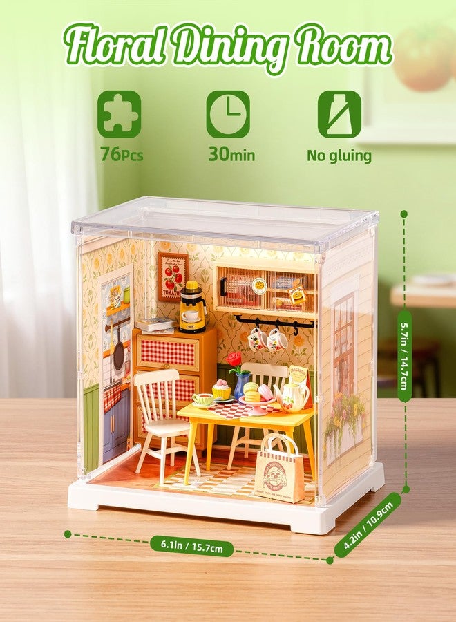 روبوتايم مجموعة روبوتيم سوبر كريتور، مجموعة بناء منزل مصغر، مجموعة ألعاب بناء منزل بلاستيكي، مجموعة صنع غرفة طعام صغيرة، نموذج حرفي، هواية، هدية فريدة (غرفة طعام مزينة بالزهور) - Image 2