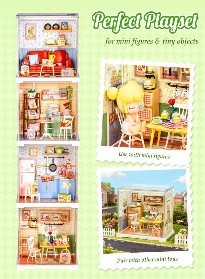 روبوتايم مجموعة روبوتيم سوبر كريتور، مجموعة بناء منزل مصغر، مجموعة ألعاب بناء منزل بلاستيكي، مجموعة صنع غرفة طعام صغيرة، نموذج حرفي، هواية، هدية فريدة (غرفة طعام مزينة بالزهور) - Image 4
