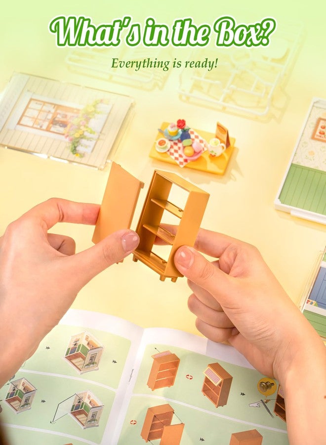 روبوتايم مجموعة روبوتيم سوبر كريتور، مجموعة بناء منزل مصغر، مجموعة ألعاب بناء منزل بلاستيكي، مجموعة صنع غرفة طعام صغيرة، نموذج حرفي، هواية، هدية فريدة (غرفة طعام مزينة بالزهور) - Image 5