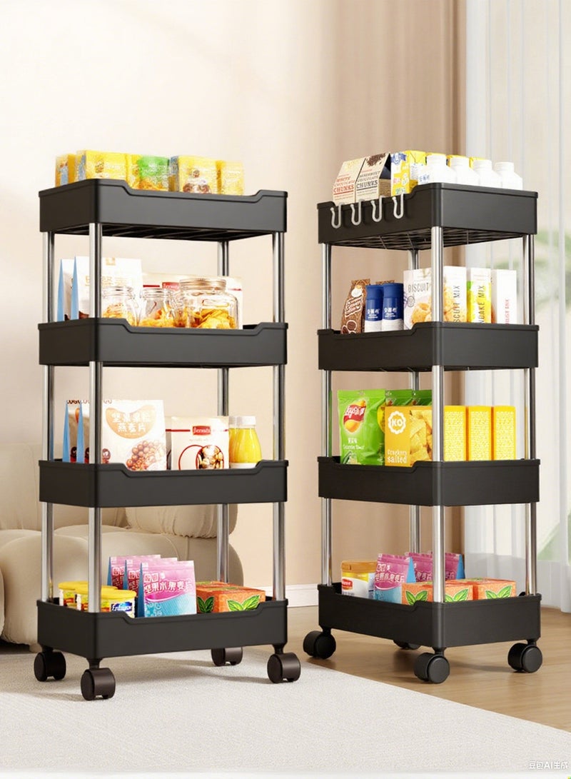Haidue 4 Level Kitchen Shelf  Black Storage Shelf With Universal Wheel For Easy Movement - Image 2