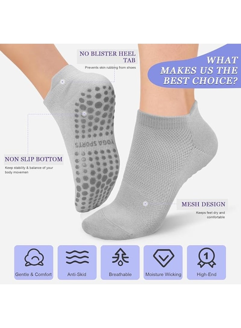 Generic 3 Pairs Non-Slip Yoga Socks for Women with Grip & Cross Straps – Pilates Barre Dance Socks with Silicone Soles – Breathable Anti-Skid Fitness Socks for Indoor Gym Workouts - Image 3