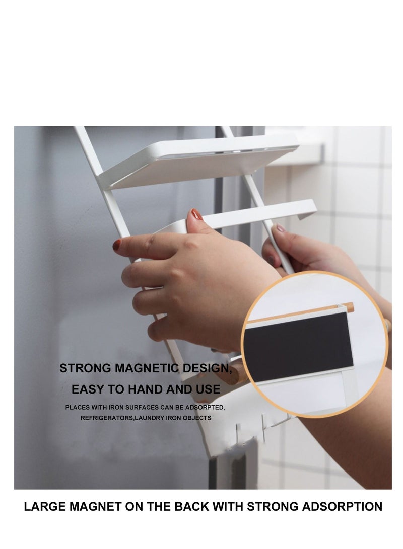 DARIYAH 4-Layer Magnetic Multi-functional Side Shelf Refrigerator Storage Rack Fridge Sidewall Holder Organizer with Hanging Hook - Image 4