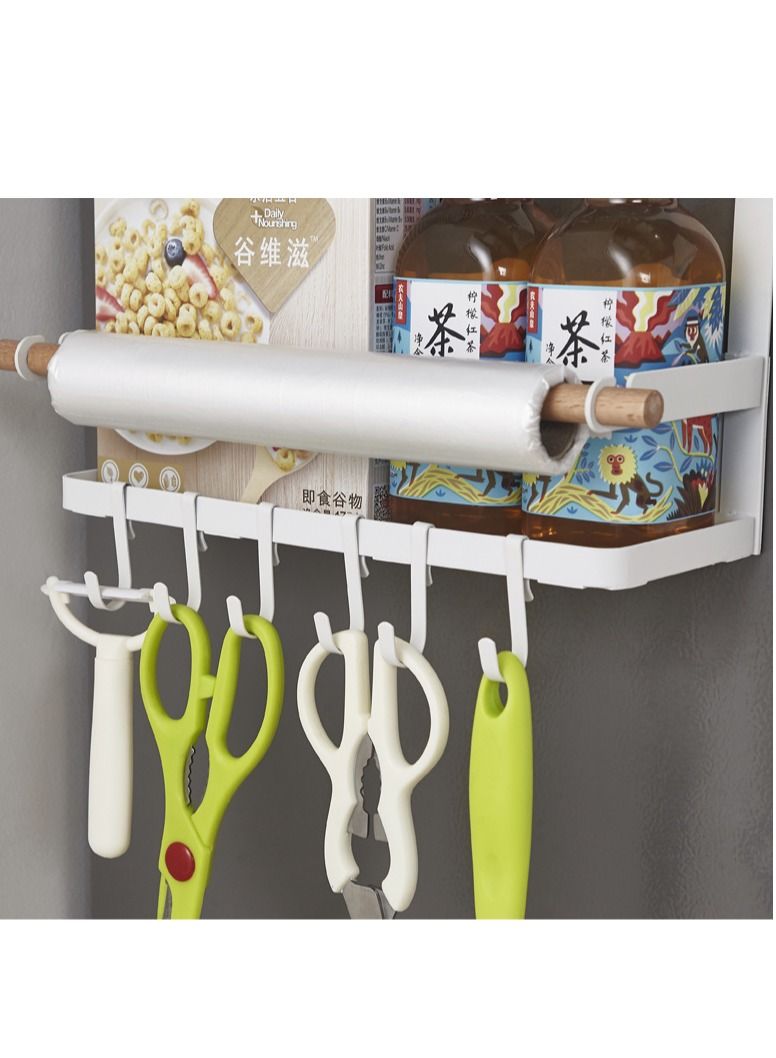 DARIYAH 4-Layer Magnetic Multi-functional Side Shelf Refrigerator Storage Rack Fridge Sidewall Holder Organizer with Hanging Hook - Image 2