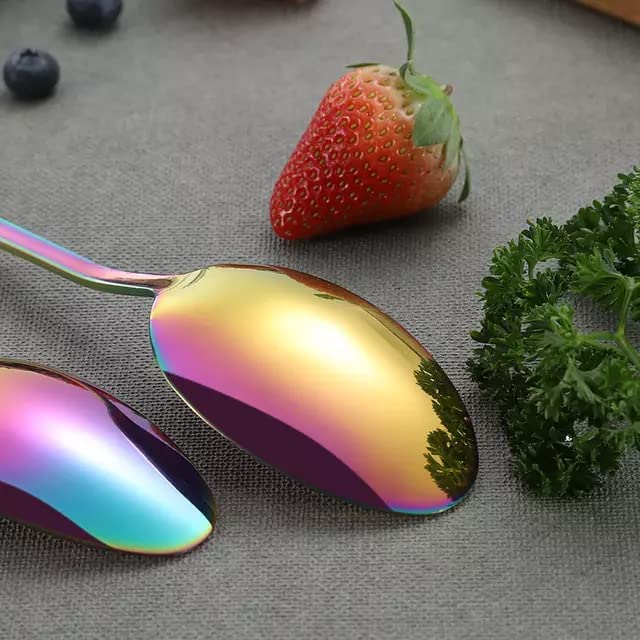 Kolorful Combo Set of 20 Premium Rainbow Antique Cutlery Stainless Steel Luxury Multicolour Dinnerware Spoon Fork Knife Reusable Mirror Polished Flatware for Home Kitchen Dining Table and Gift - Image 5