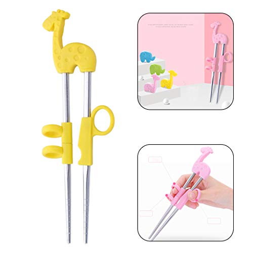 Kawn® 1Pair Children Kids Baby Chopsticks Learning Training A Yellow Giraffe - Image 2