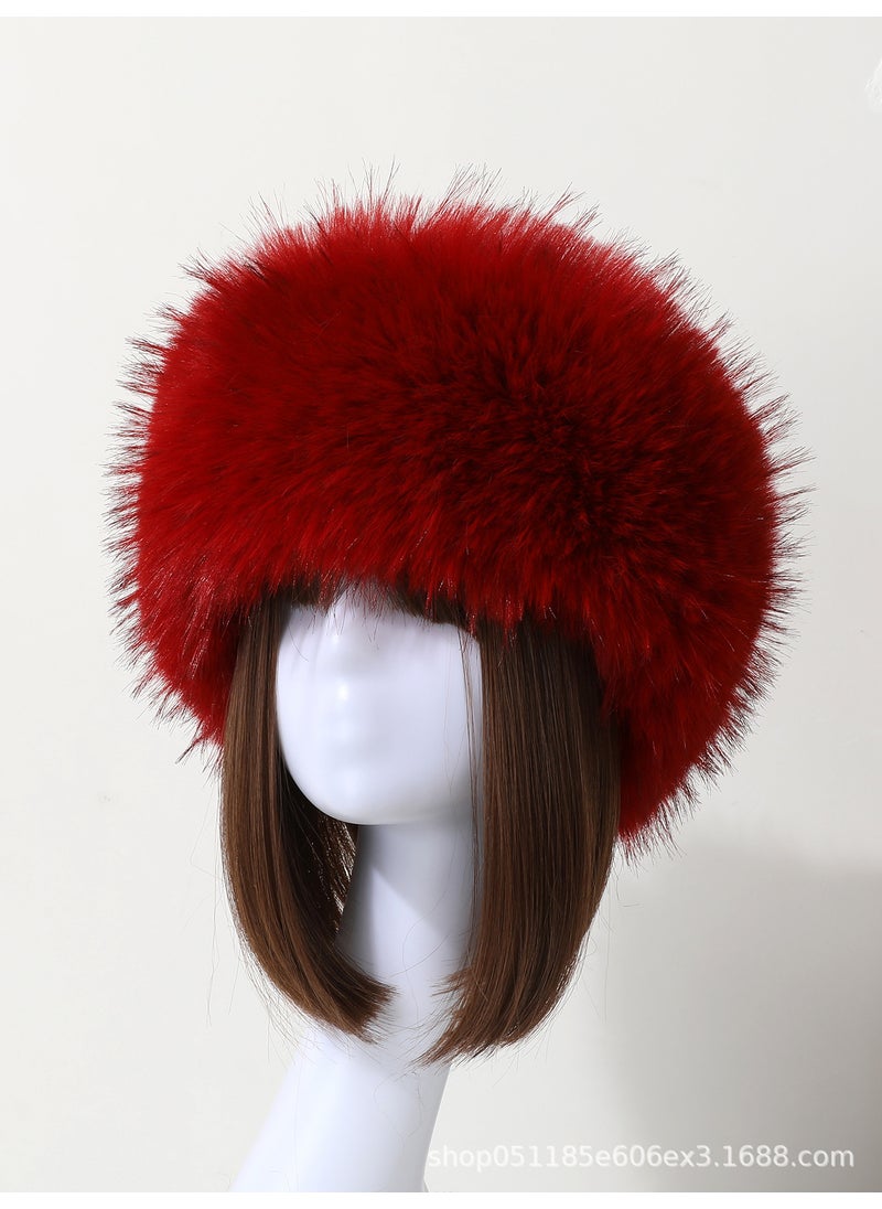 Generic - 2024 New Arrival Autumn/Winter Faux Fur Plush Thickened Top Hat Travel Warm Hat Ring Fox Fur Head Breathable Skullies Beanies White - Image 1