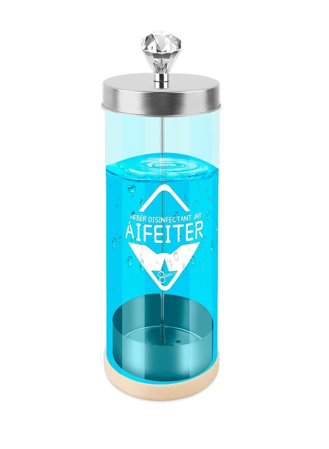 Aifeiter Barber Disinfectant Jar (30 oz) With Stainless Steel Tray and Removable Basket - Sterilizing Container for Salon or Nail Spa Tools - Image 1