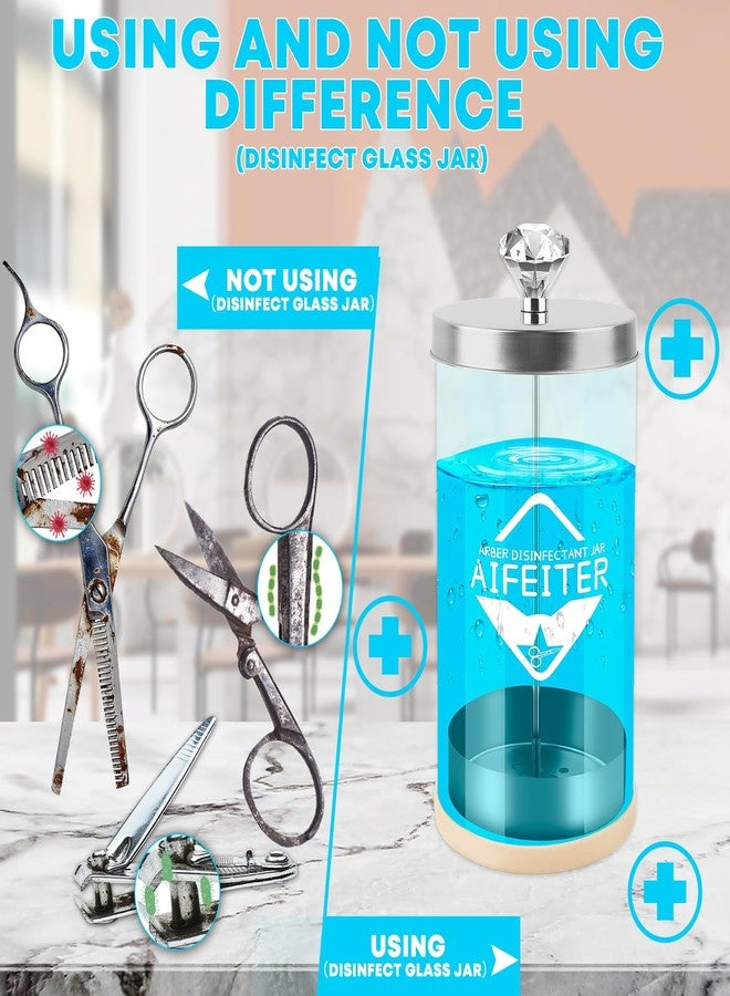 Aifeiter Barber Disinfectant Jar (30 oz) With Stainless Steel Tray and Removable Basket - Sterilizing Container for Salon or Nail Spa Tools - Image 3