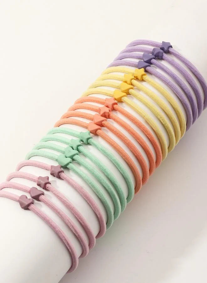 تايك تو 20-Piece Color Block Star Hair Tie Set
