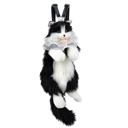 Chongker Cat Shaped Backpack - Handcrafted Stuffed Animals Plush Bag with Adjustable Shoulder, Crossbody, and Handbag Straps (Blackcat) - Image 1