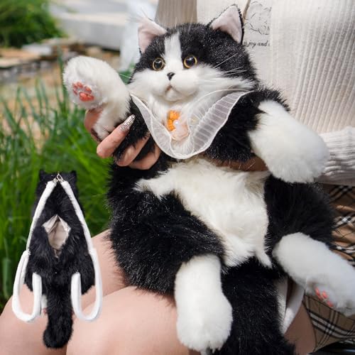 Chongker Cat Shaped Backpack - Handcrafted Stuffed Animals Plush Bag with Adjustable Shoulder, Crossbody, and Handbag Straps (Blackcat) - Image 2