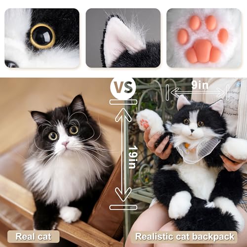 Chongker Cat Shaped Backpack - Handcrafted Stuffed Animals Plush Bag with Adjustable Shoulder, Crossbody, and Handbag Straps (Blackcat) - Image 3