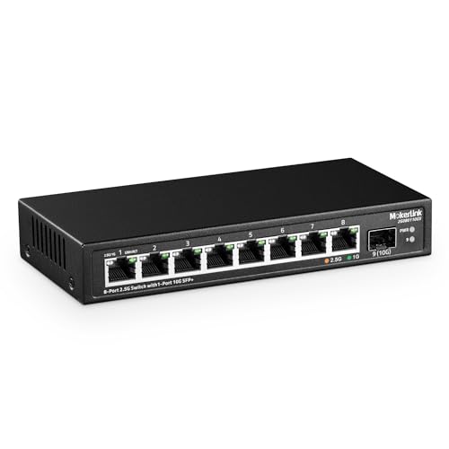 MokerLink 8 Port 2.5Gigabit Ethernet Switch with 10G SFP Slot, 8 x 2.5G Base-T Ports Compatible with 10/100/1000Mbps, Metal Unmanaged Fanless Small Network Switch - Image 1