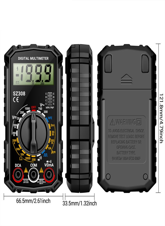 ANENG SZ308 Digital Multimeter Square Wave Digital Tester 1999 Counts HFE Triode Buzzer Multimeter AC/DC Voltage DC Current Resistance Test Tool - Image 2