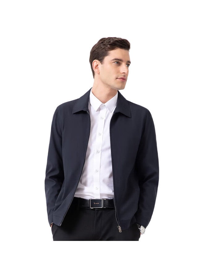 ROMON Men'S Autumn Business Jacket, Turn-Down Collar Executive Coat, Cadre Style, Dad'S Outfit, I8 Navy Blue, 2Xl - Image 1