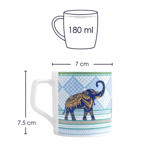 Femora Elegant Stylized Elephant Design Golden Ceramic Tea Cups | Blue & Gold Finish | Set of 6 | Capacity - 180 ml | Ideal for Home, Gifting & Office Use - Image 5