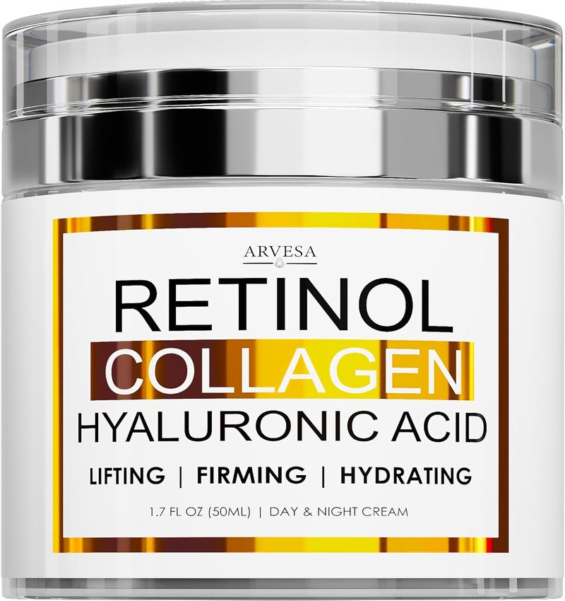 Retinol Cream for Face  Facial Moisturizer with Collagen and Hyaluronic Acid  Anti Aging Face Cream for Women and Men  Day and Night  Wrinkle  Neck  Dcollet