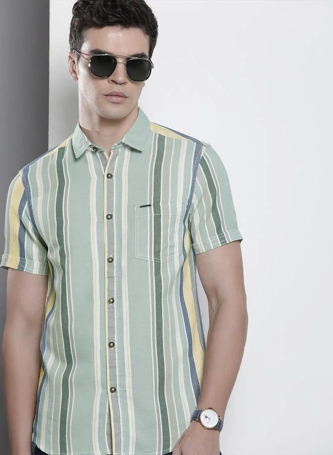 The Indian Garage Co Men Slim Fit Striped Shirt