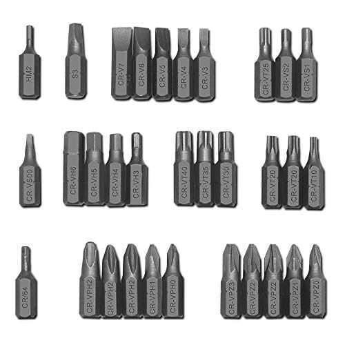 FineGood مجموعة مفكات براغي FineGood 34 قطعة مع حامل تمديد، لقم حفر صلبة للبراغي (S0-S3، V3-V6، PZ0-PZ3، PH0-PH3، T6-T25) - Image 5