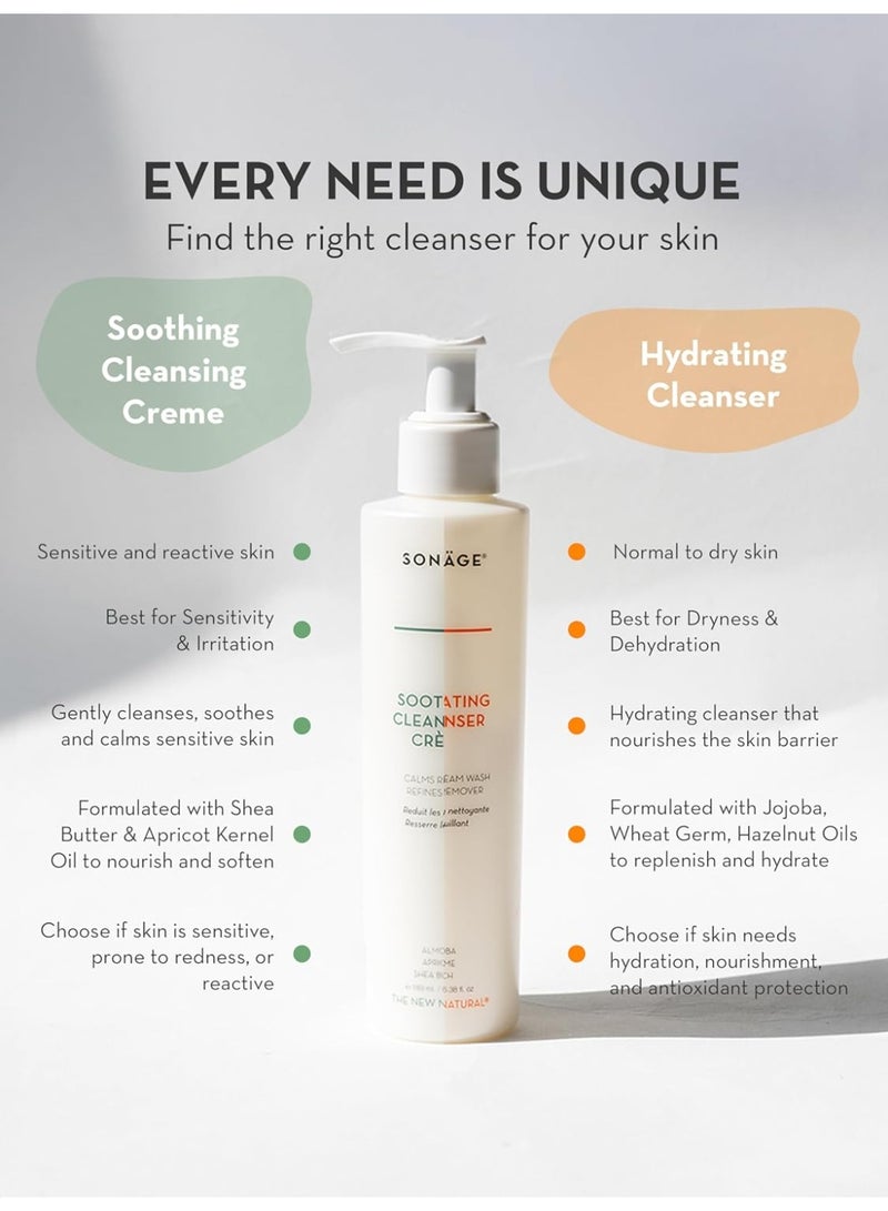 SONAGE Hydrating Facial Cleanser for All Skin Types | Gentle Cream Face Wash & Makeup Remover with Aloe, Chamomile & Vitamin E | Non-Stripping, Moisturizing Daily Cleanser - Image 2
