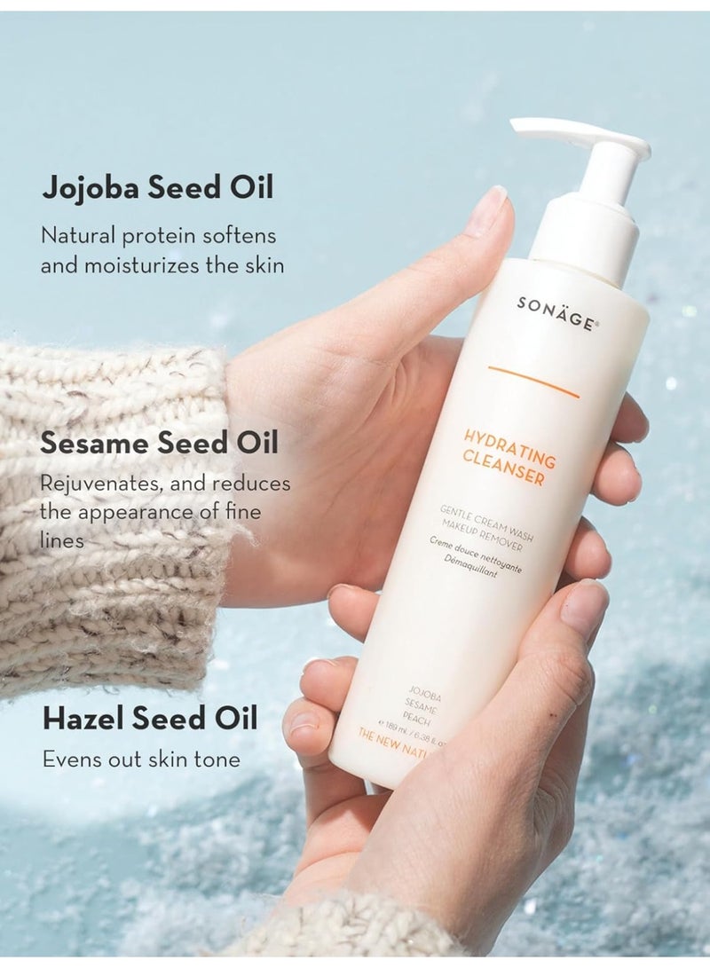 SONAGE Hydrating Facial Cleanser for All Skin Types | Gentle Cream Face Wash & Makeup Remover with Aloe, Chamomile & Vitamin E | Non-Stripping, Moisturizing Daily Cleanser - Image 3